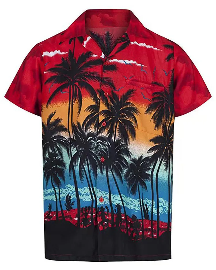 Chemise à manches courtes à motif hawaïen pour hommes, chemise décontractée pour hommes, vêtements d\'été, hip-hop, rue, fête sur la plage, 2022