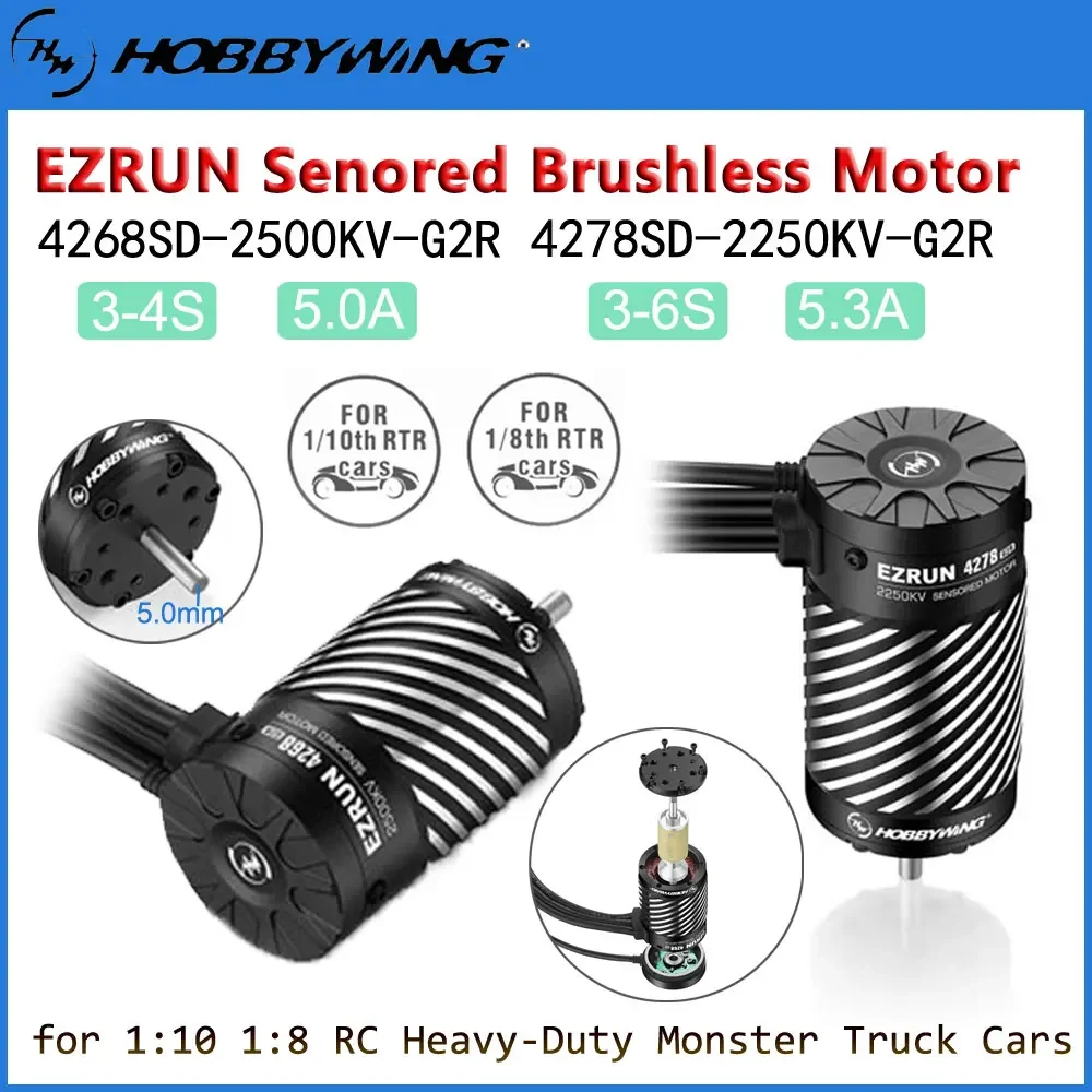 HOBBYWING 1:10 1:8 RC Buggy Car EZRUN Senored Brushless 4278 2250KV 4268 2500KV G2R Motor 3-6S for RC Heavy-Duty Monster Truck