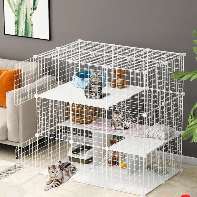 Foldable Pet Cage: Multilayer Iron Fence Playpen for Puppies, Kittens, Rabbits, Animal Enclosure, Pet Pen, Convenient Playpen,