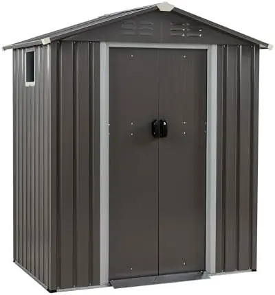 JY QAQA 5x3 FT Metal Outdoor Garden Storage Shed,Waterproof Metal Garden Sheds with Window and Lockable Double