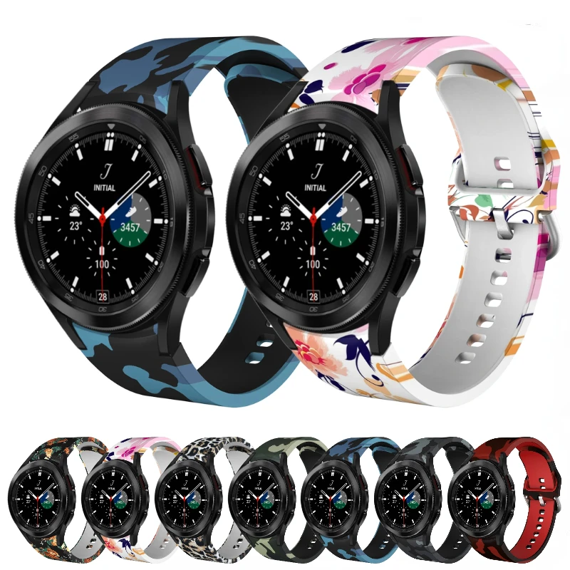 

Silicone Strap for Samsung Galaxy Watch 7/6/5/4/5 Pro 44mm 40mm 45mm Printed Belt for Watch 6 4 Classic 47mm/46mm/43mm/42mm Band