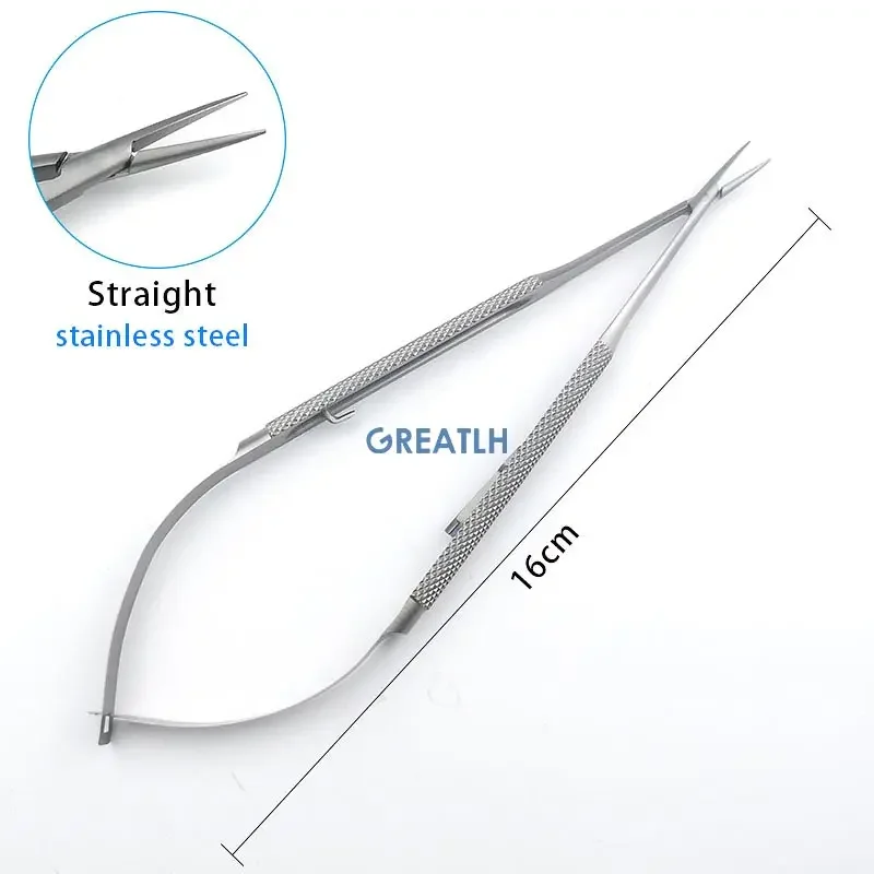 12.5cm/14cm/16cm/18cm Castroviejo Needle Holder with Lock Straight/Curved Tip Needle Clamp Ophthalmic Instrument 1pcs