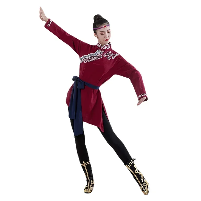 Tradycyjne ubrania tybetańskie mongolskie Kostium taneczny dla dorosłych Festiwal mniejszości Tybetański strój Hanfu Folk Dance Wear