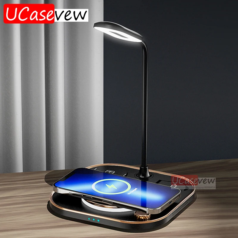 

15W LED Desk Lamp Wireless Charger For iPhone 13 14 Samsung Fast Wireless Charging Dock For iWatch 7 Airpods Pro2 Charge Station