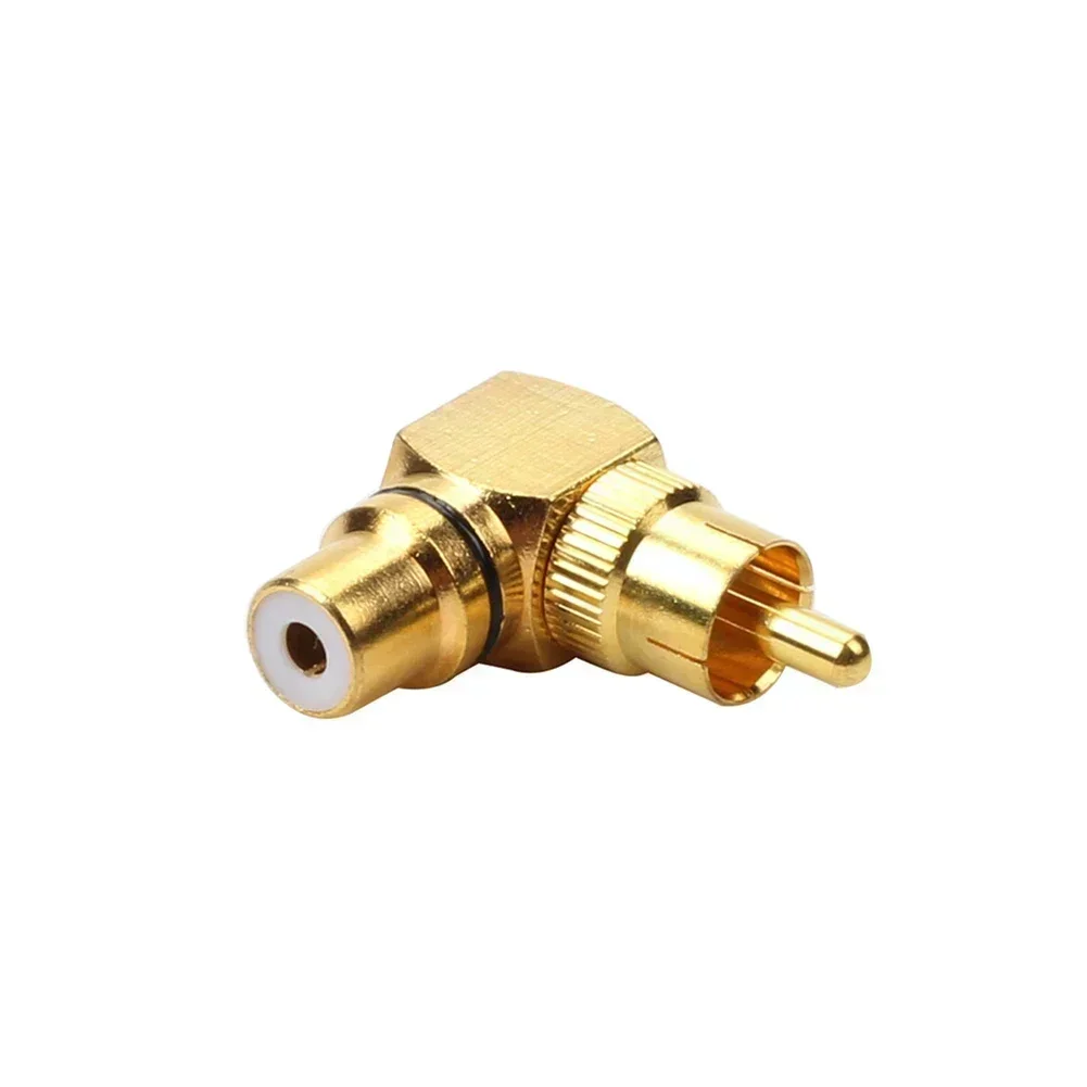 Audio Equipment Mixers RCA Adapter Audio Adapter L Shape 1pcs 90Degree Elbow Gold Male To Female Metal Plug RCA
