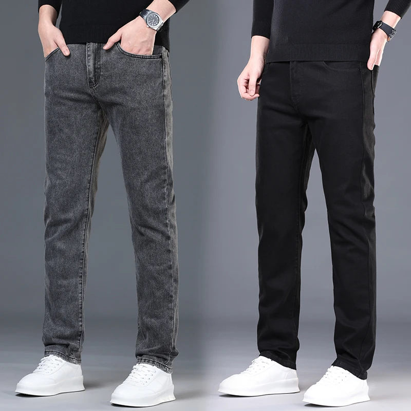 

Mens Casual Jeans High quality Slim Straight Strech Classic Grey Black Cargo Pant Mens Trousers pantalones hombre