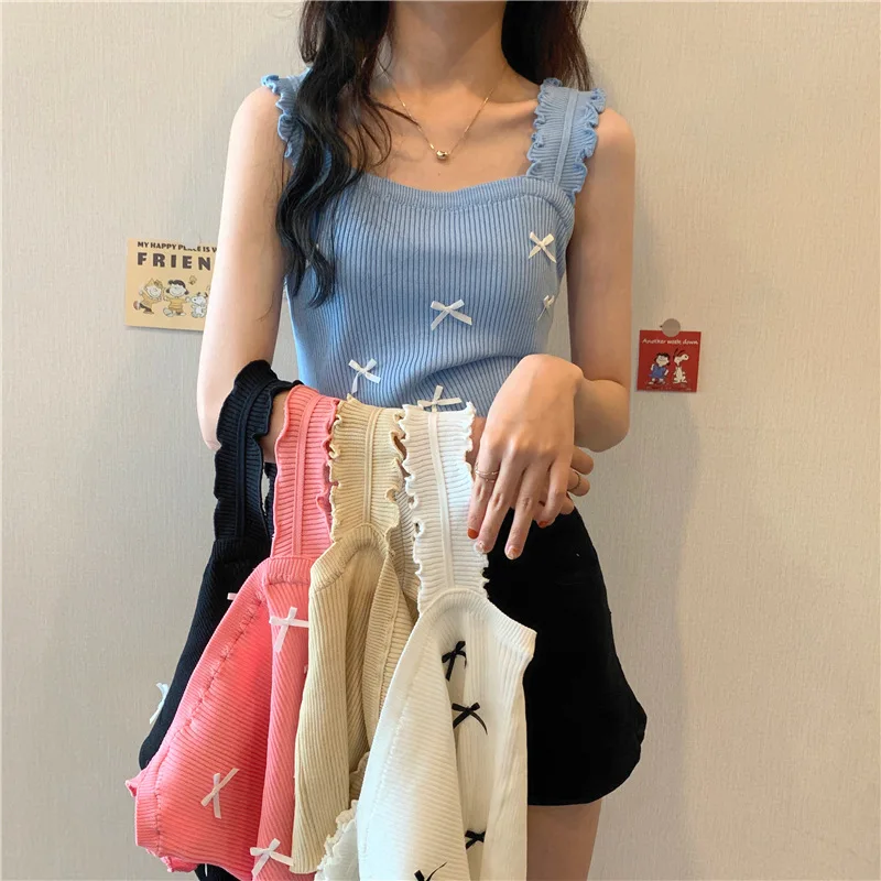 

Youthful Woman Clothes tanks & camis Korean Fashion Tank Top Sleeveless T-shirt Summer Young Girl Tees Student Tops New 2024