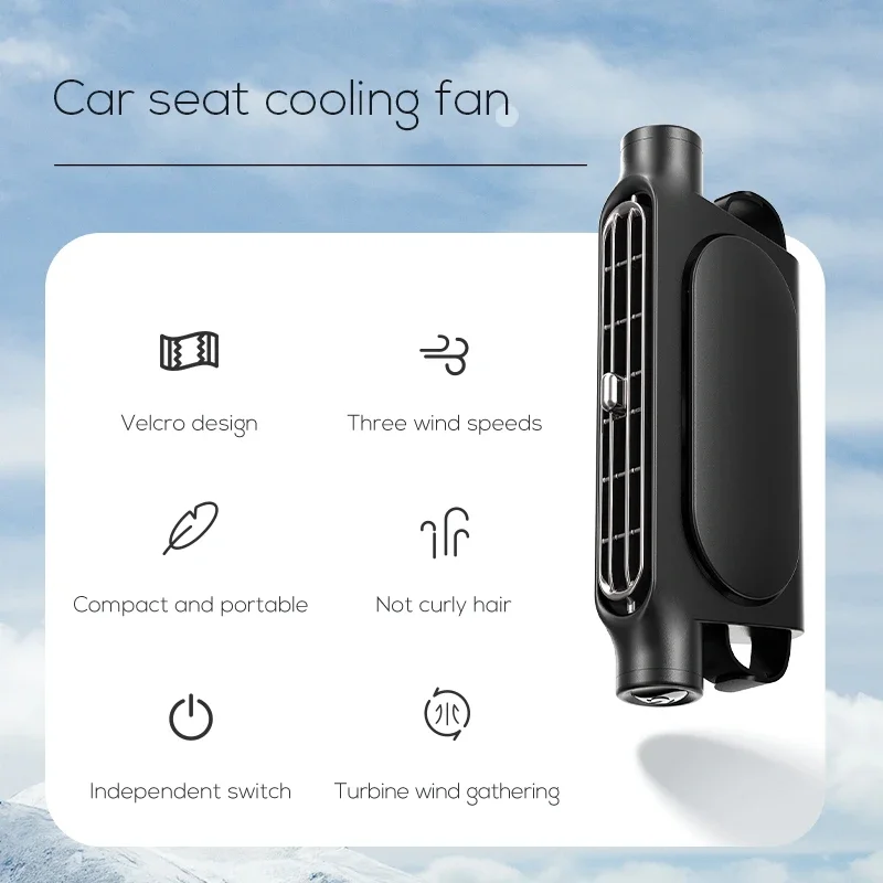 Xiaomi Portable Car Seat Fan Front Rear Seat Passenge USB Powered Car Headrest Cooling Air Fan Adjustable Strap Car Interior Fan