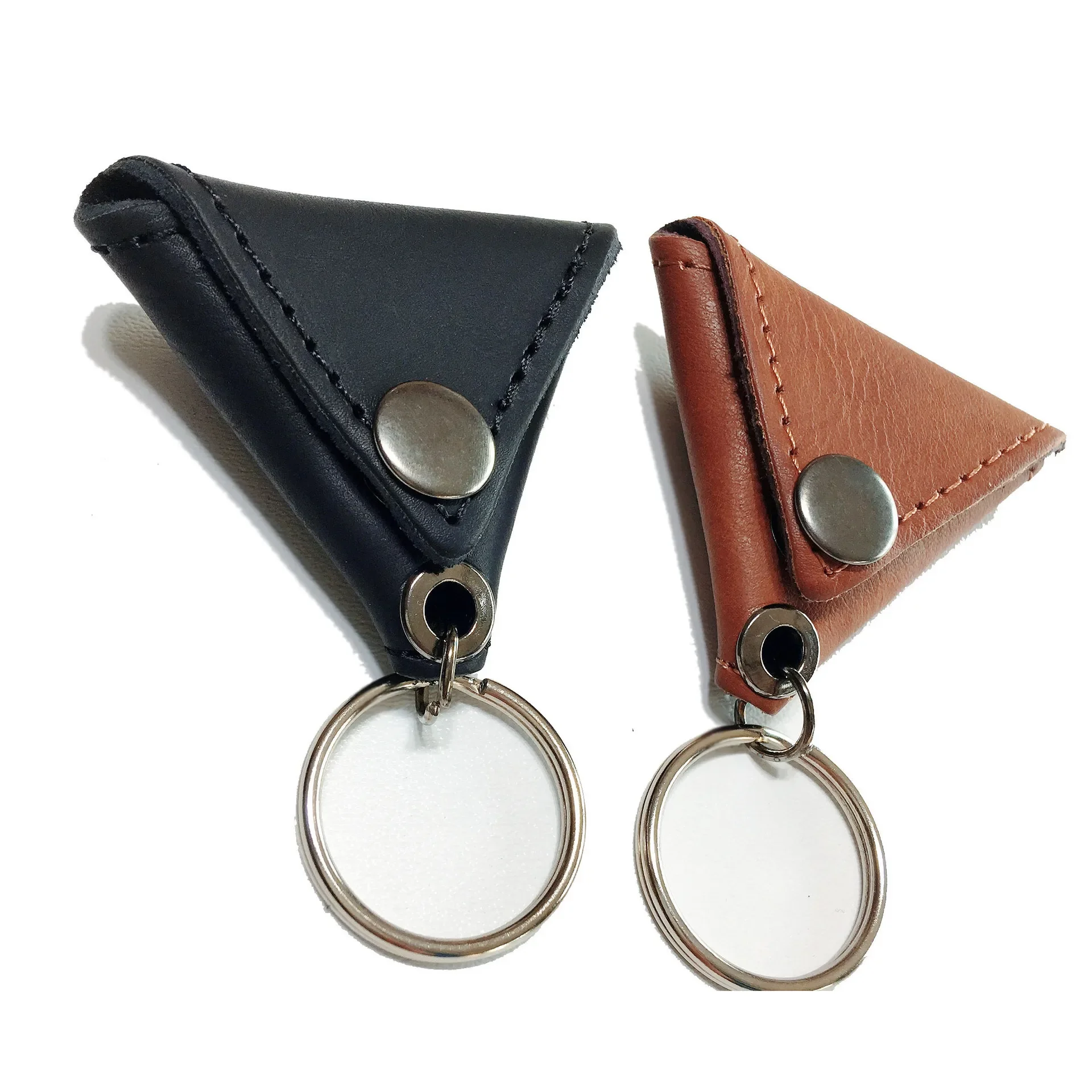 1PCS Leather Guitar Picks Holder Bag Triangle Plectrum Keychain Pocket Cover Case Storage Soft Bag for Guitar Ukulele Pick