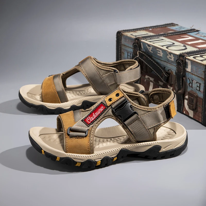 Sommer-Herrensandalen aus echtem Leder, Freizeitschuhe für Herren, Outdoor-Herrensandalen aus Leder für Herren, Strandschuhe, römische Herrenschuhe