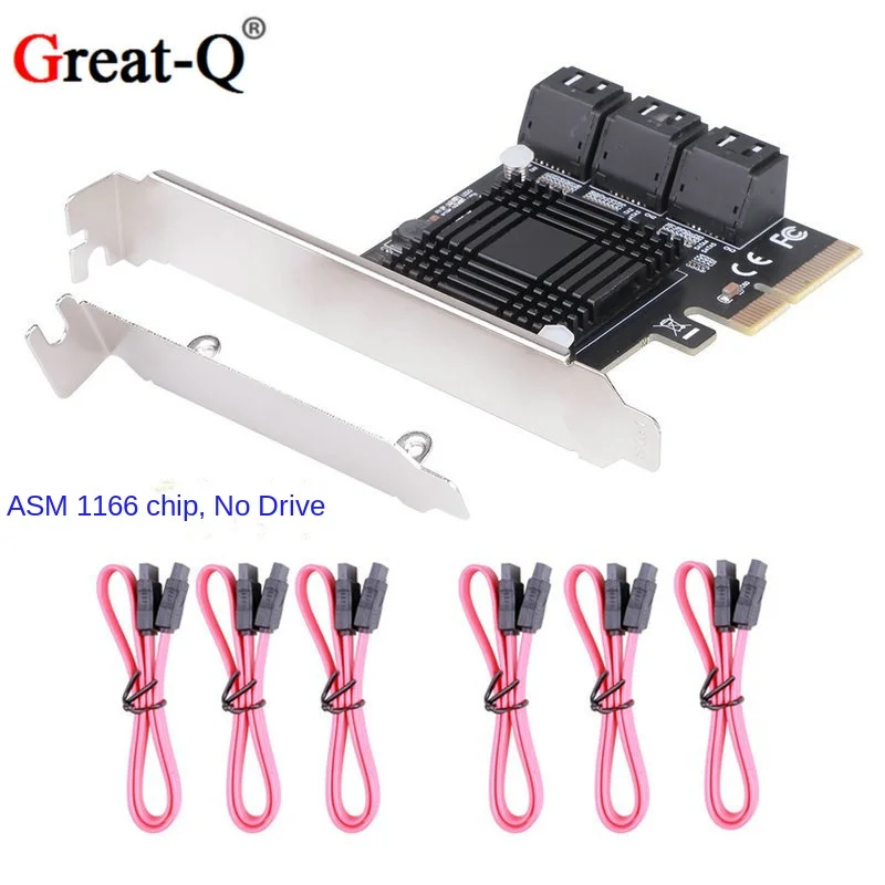 PCIE to 6-port SATA3.0 expansion card computer chassis SATA array adapter card high-speed card PCIE card