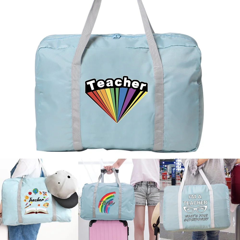 

Легкая дорожная сумка с узором учителя для отдыха и фитнеса, складная сумка большой емкости, стильные портативные сумки на молнии