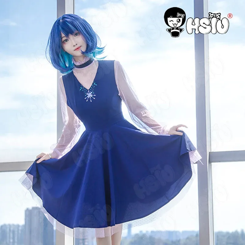 

Kurokawa Akane Cosplay Costumes Anime Oshi no Ko Cosplay Costumes HSIU Blue and purple tulle dress Kurokawa Akane Wig