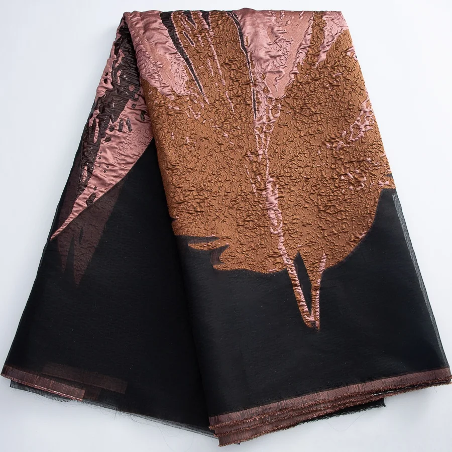 Pfirsich Luxus Afrikanische Organza Spitze Stoff Hohe Qualität Französisch Brokat Jacquard Spitze Stoff Für Nigerianischen Kleid Party DIY Nähen S4439