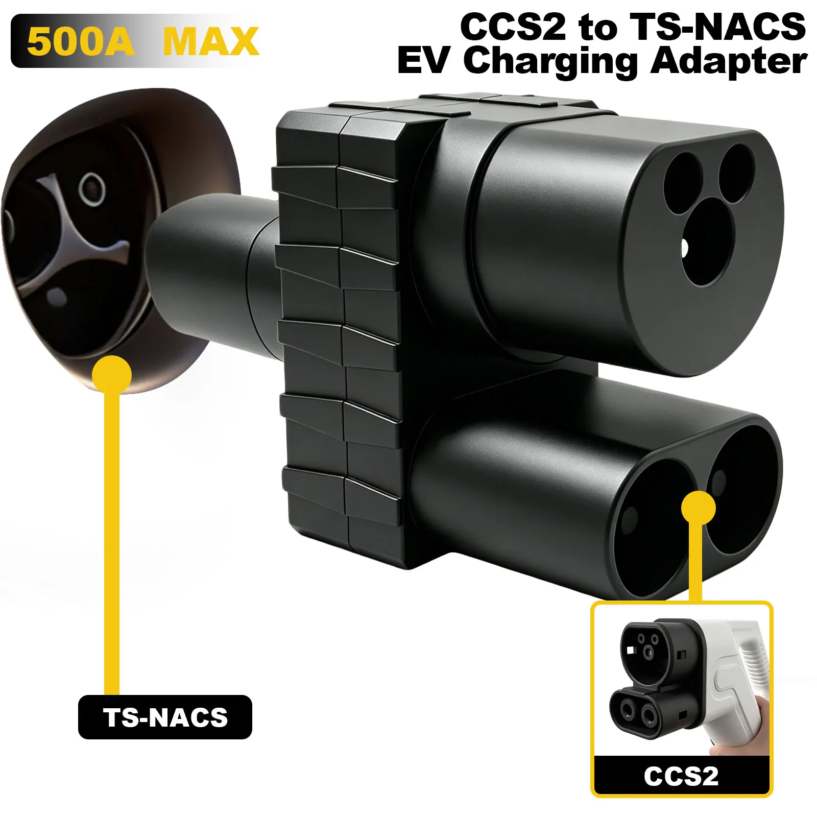 CCS2 To NACS EV Charger Adapter 500A CCS2 Combo Convertor DC Fast Charging Connector Compatible NACS Electric CarAdapter