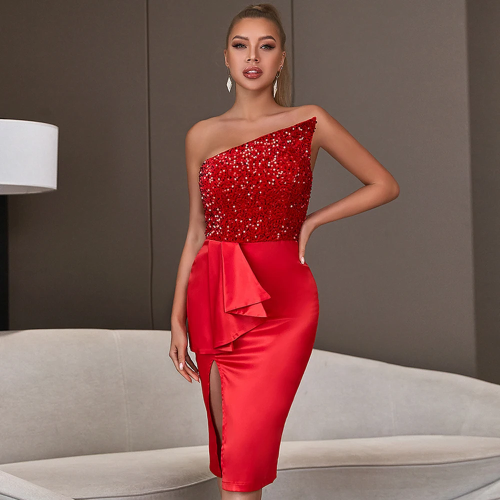 

Rocwickline New Summer and Autumn Women's Ball Dress Sexy & Club Celebrities Accessible Luxury Sequined Elegant Vintage Dress