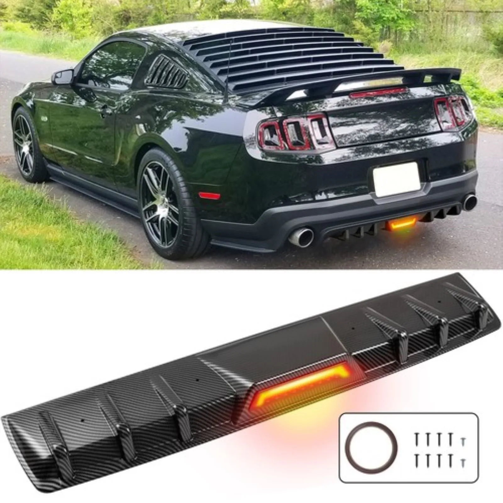 

Диффузор заднего бампера для губ, плавники акулы, сплиттер, спойлер, карбон для Ford Mustang GT