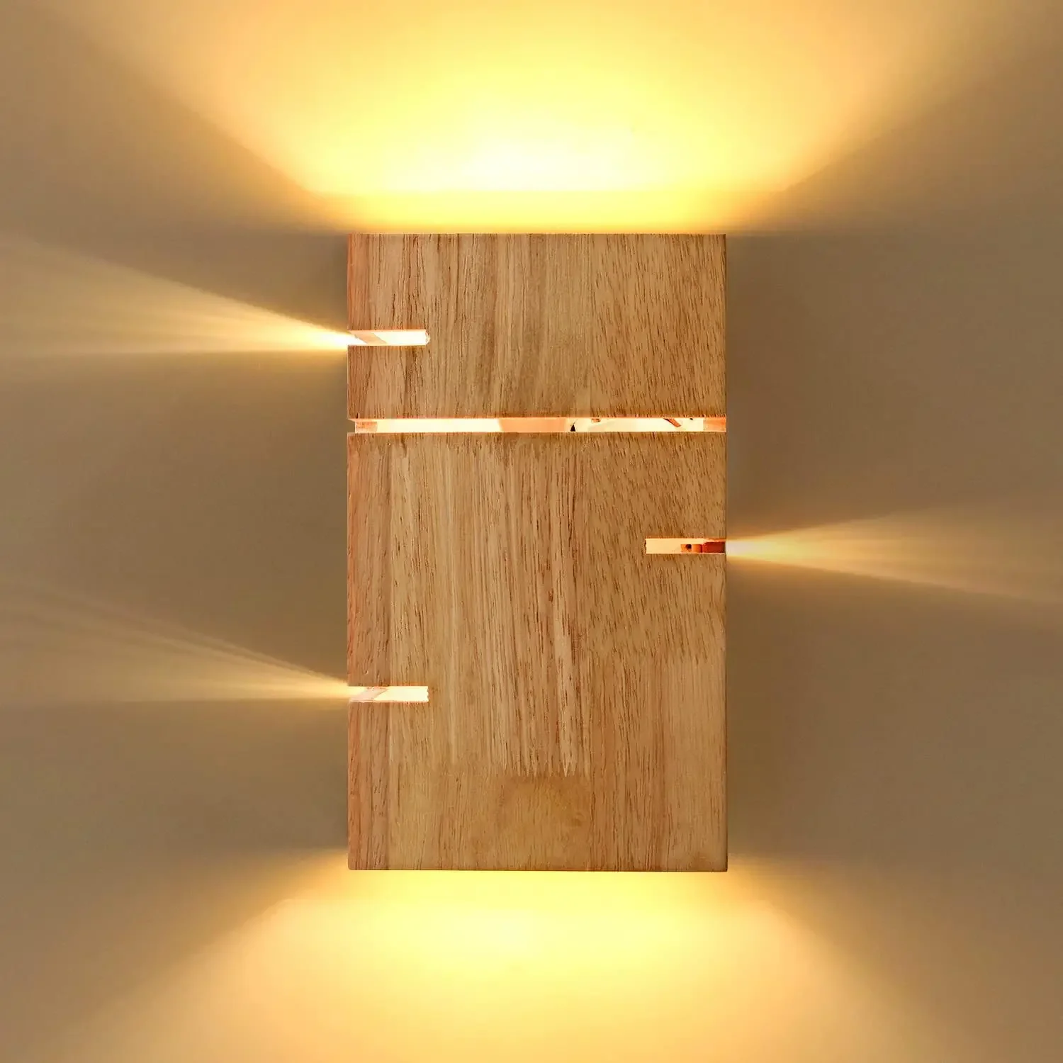 Nordic Square Wooden Wall Lamp Environmentally Natural Wood LED Bedside Bedroom Sconces Aisle Background Atmosphere Light