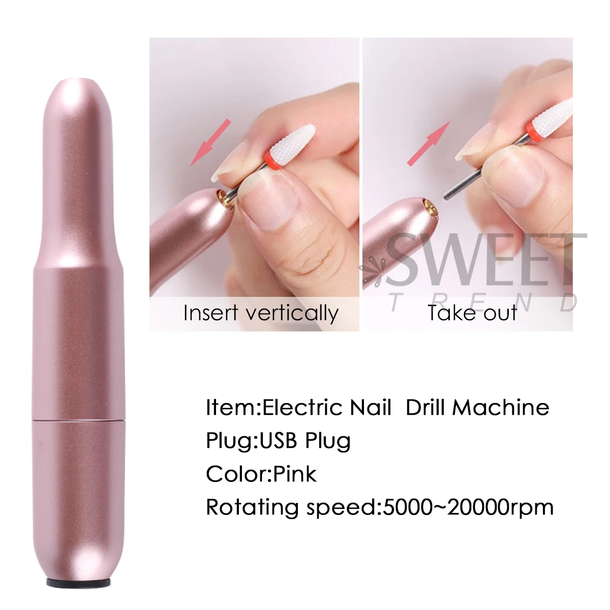 プロフェッショナルマニキュアマシン電動ネイルドリルローズメタルサンダーフライスカッターキット研磨ペディキュアペン機器用品