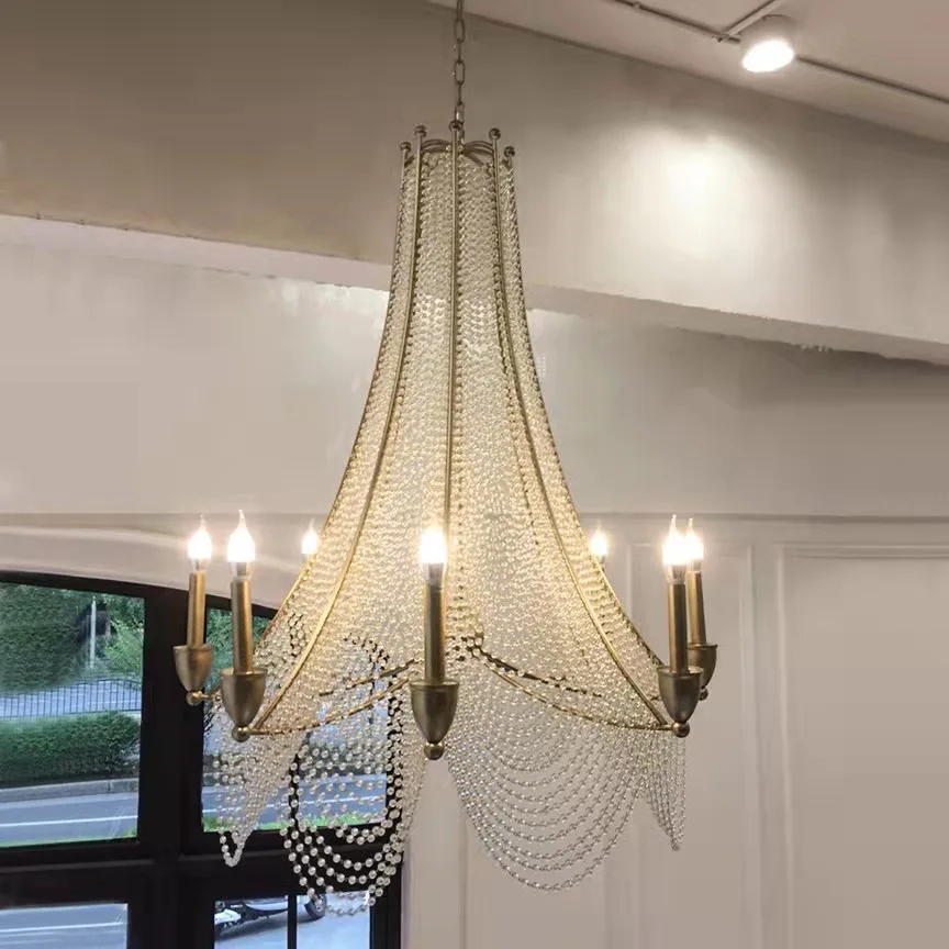 

Creative American Country French Villa Duplex Floor Stair Chandelier Nordic Bedroom Restaurant Hotel Lighting