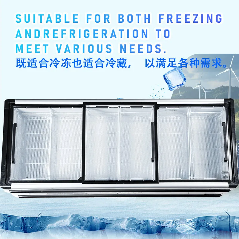 Horizontal freezer freezer freezer refrigerator, black frame white shell + stainless steel + new chassis + copper pipe, island c