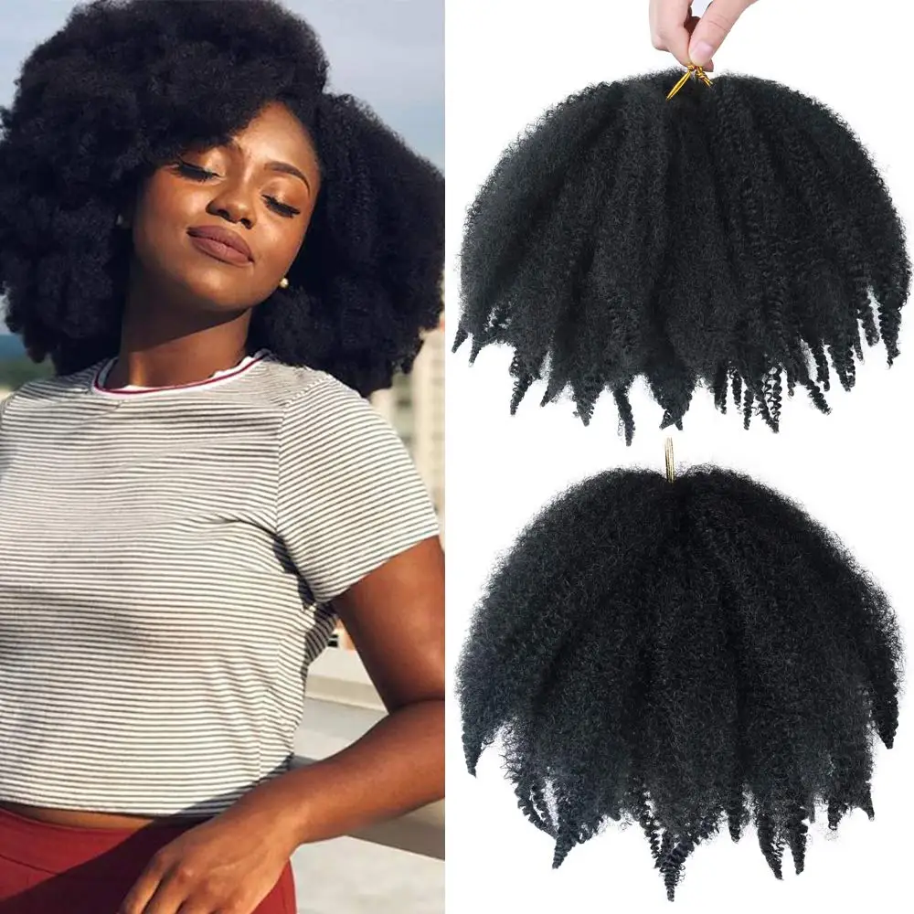 Extensions de cheveux synthétiques Marley pour femmes, cheveux courts afro crépus, cheveux torsadés bouclés au crochet, tresses Marley, 8 po