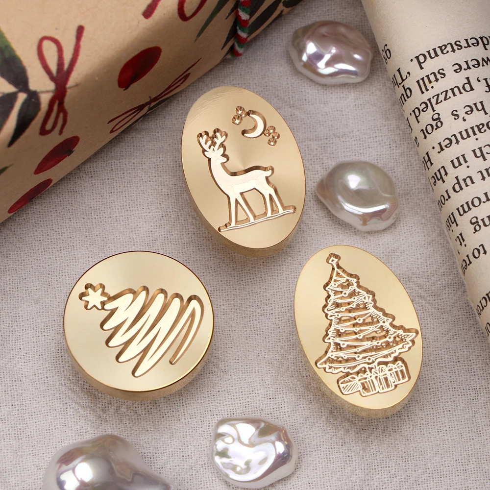 الهدايا تحت شجرة عيد الميلاد البيضاوي ختم من الشمع رئيس سكرابوكينغ المغلف بطاقات الحفلات ديكور ختم من الشمع ختم مجموعة 2025 #5