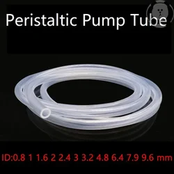 Tubo de bomba peristáltica de silicona suave, manguera Flexible de grado alimenticio, no tóxica, transparente, ID 0,8, 1, 1,6, 2, 2,4, 3,2, 4,8, 6,4, 7,9, 9,6mm, 1/5M