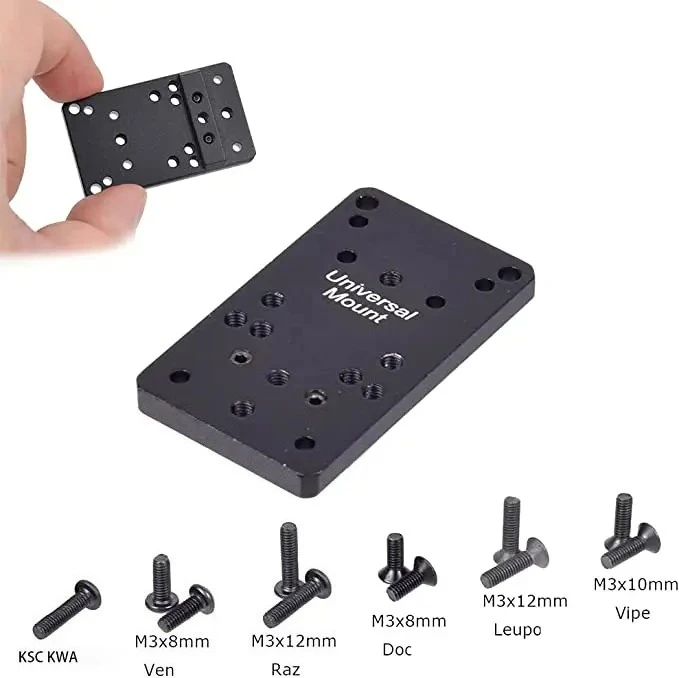 Tactical Universal Metal Mount Fits for GLOCK 17 19 Red Dot Sight Scope M3 Screw Kit M3 8/10/12mm Compatible Adapter