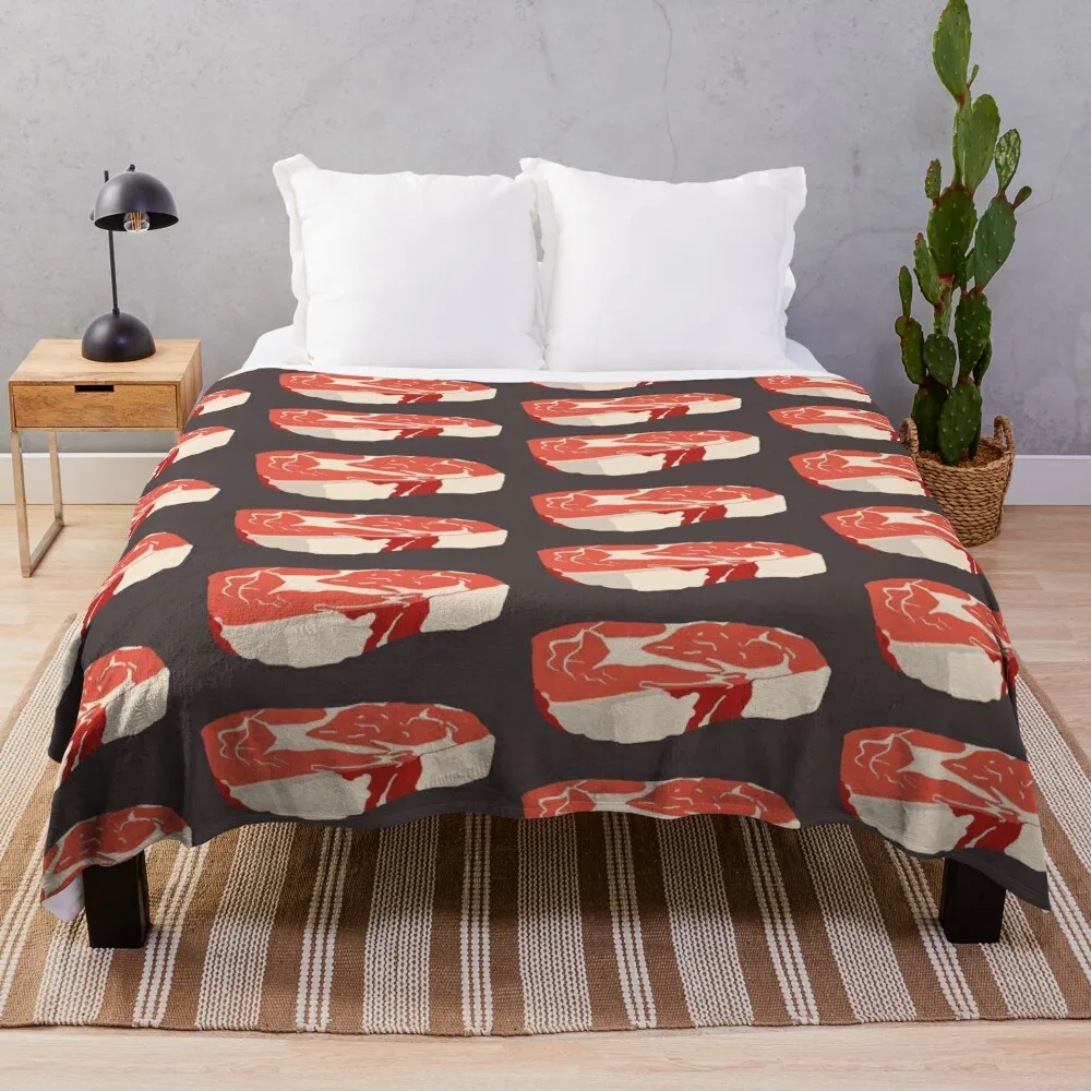Steak illustration Throw Blanket Soft Plush Plaid Large Blankets