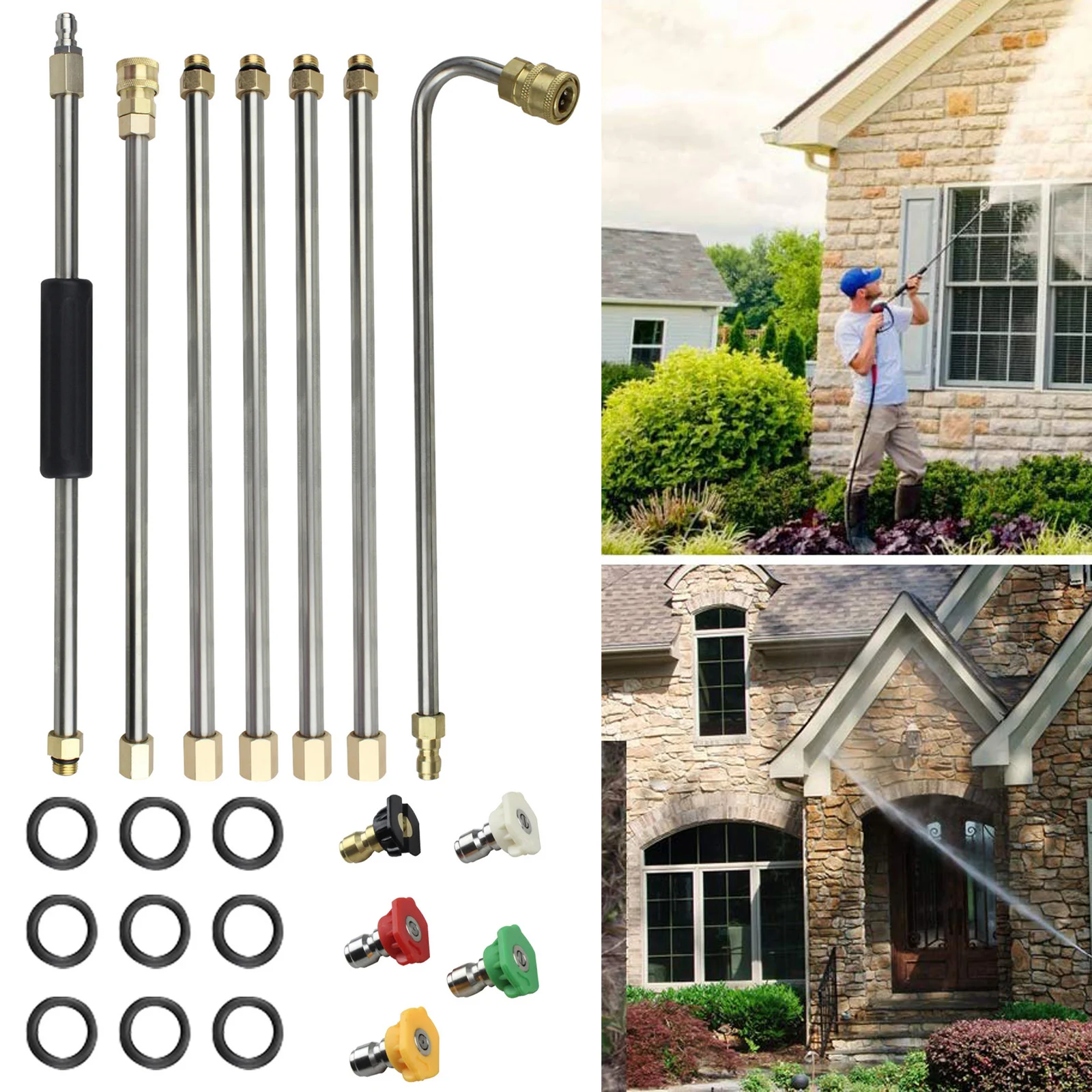 

Удлинительная палочка для мойки высокого давления, наконечник для мойки 1-7 шт., 5 насадок для насадок, насадка для очистителя желоба, изогнутый стержень, инструменты для чистки 4000 фунтов на квадратный дюйм