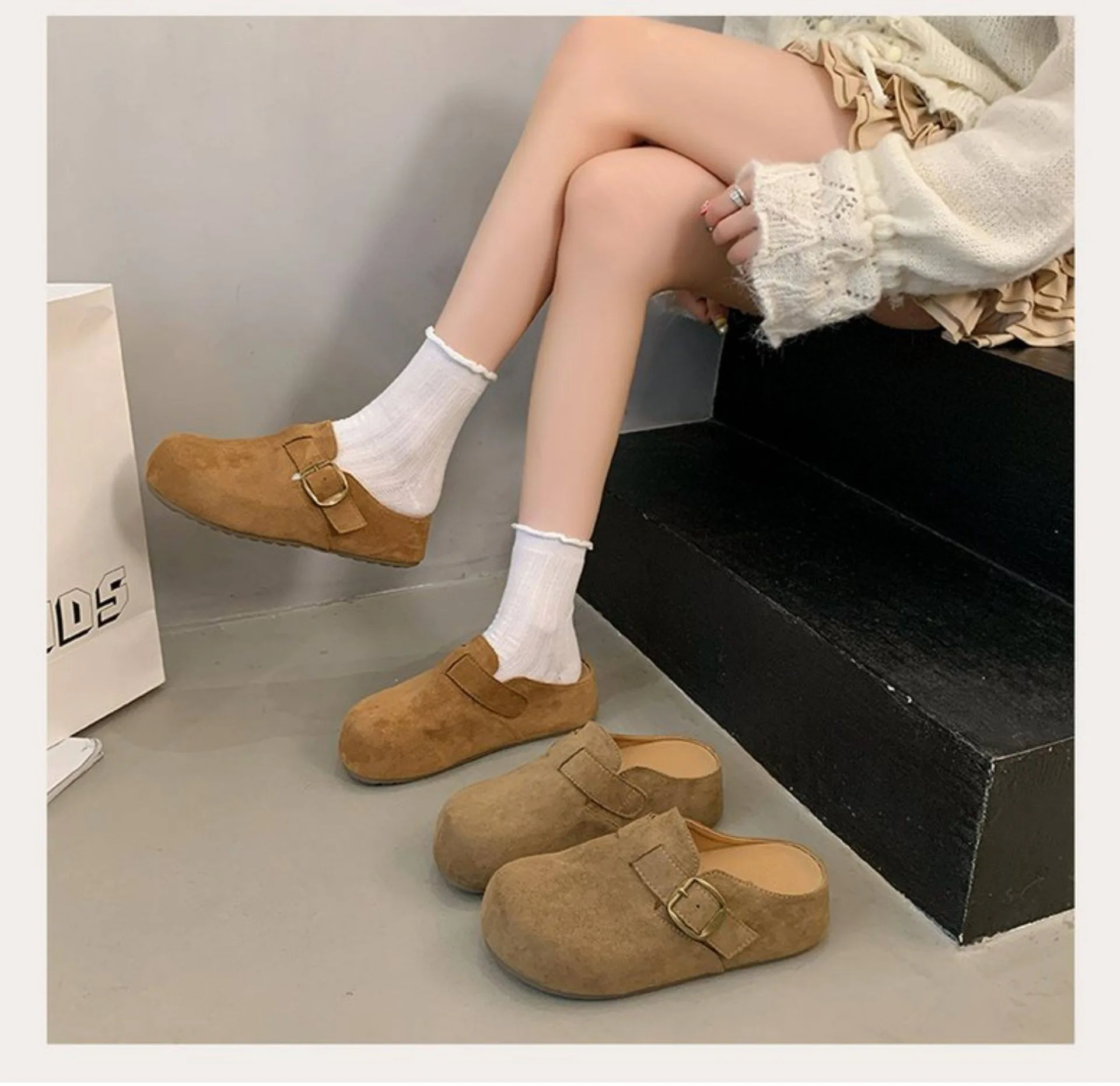 2026 Kork-Wildleder-Pantoffeln für Damen, Modische Clogs, Klassische Kork-Antirutsch-Outdoor-Pantoffeln mit Fußgewölbestütze – Detail 5