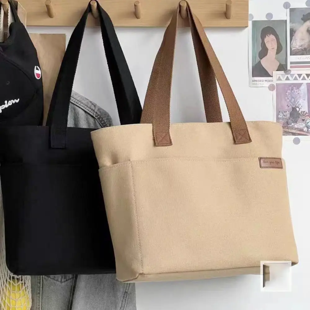 Women Casual Handbag Canvas Commute Bags Fashion Shoulder Bag Simple Large Capacity Shopper Bag