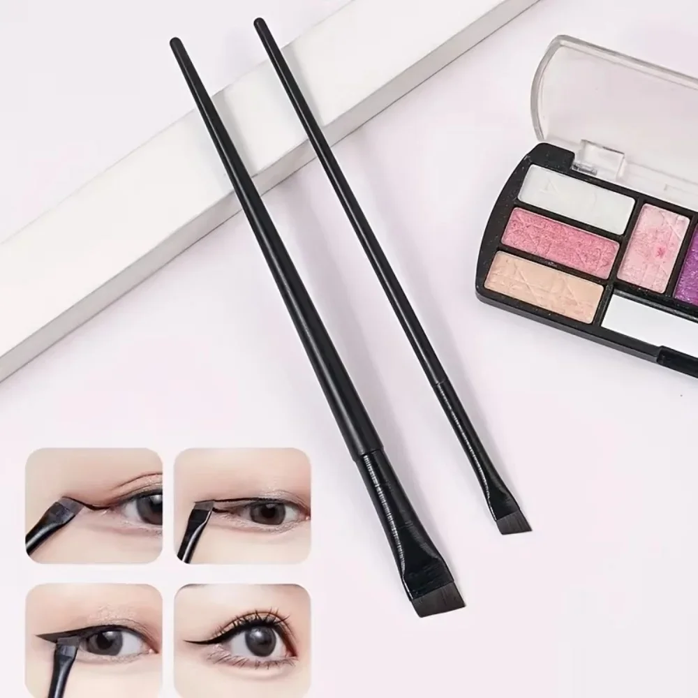 2PCS Professional Blade Eyeliner Brush Set Ultra Fine Angled Sickle Makeup Brush For Eyeliner Eyebrow Lying Silkworm Lip Contour