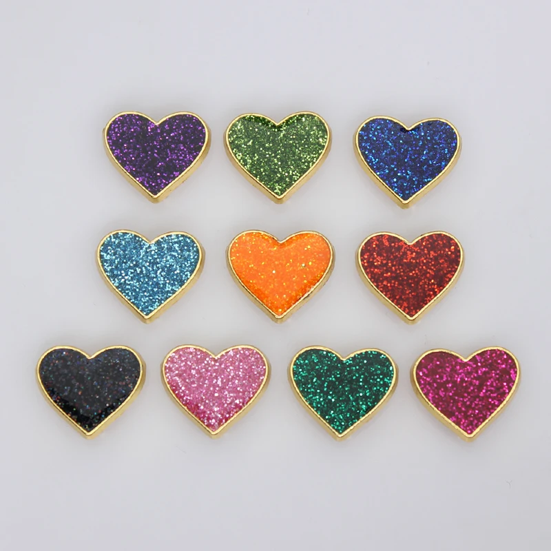 Dijes Corazón Purpurina 8mm para Bisutería DIY