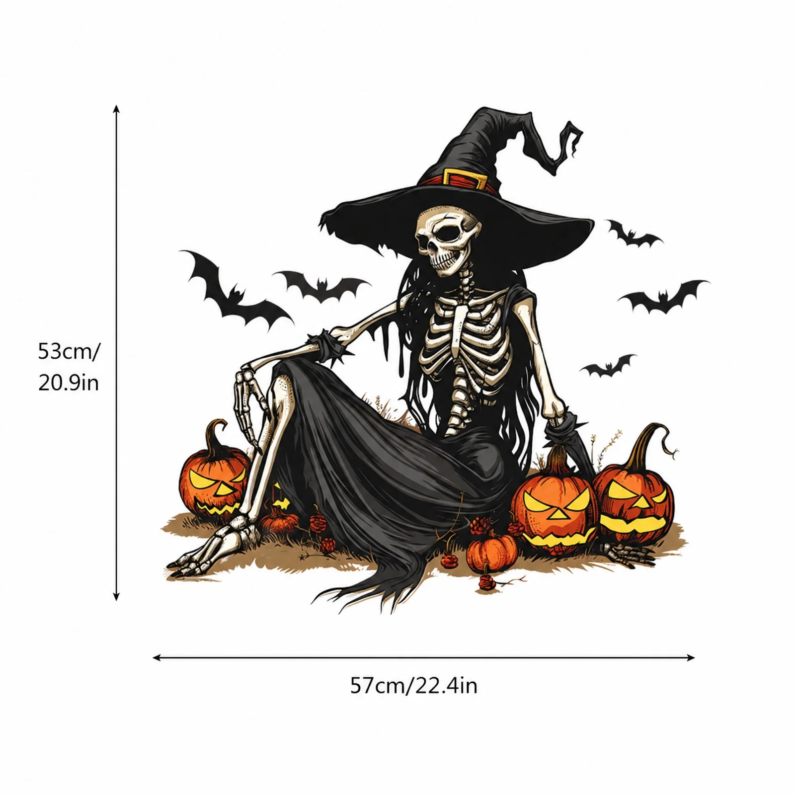  Halloween Wall Stickers Witch, Skeleton, Pumpkin, and Bat Wall Decals for Living Room and Entryway Background Decoration