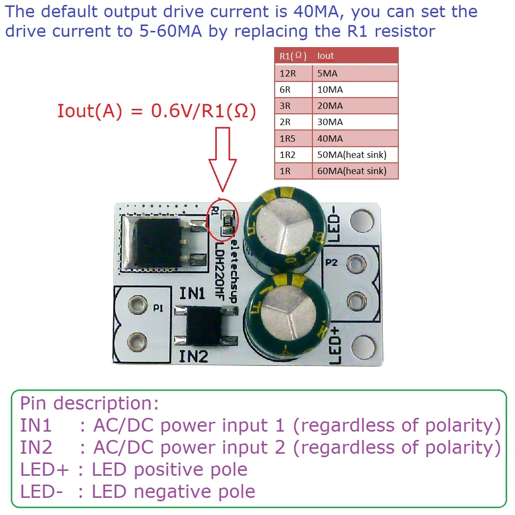 HV AC/DC 20-220V to DC 10-200V 40MA Constant Current Linear Constant Current Driver Module for fluorescent ceiling LED Bulb