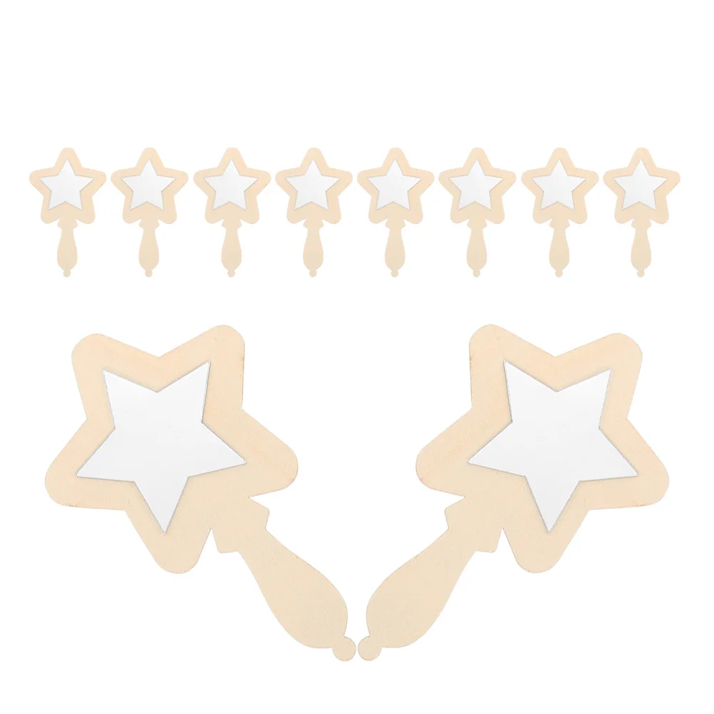 12 個の小さな木製ミラー子供用 DIY 装飾未完成ハンドヘルドミラークラフト飛散防止幼児安全軽量