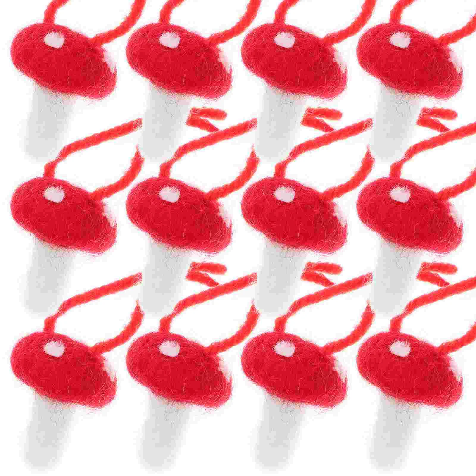 12 Pcs Mushroom Decorations Christmas Tree Pendant Red Decors Embellishment Xmas
