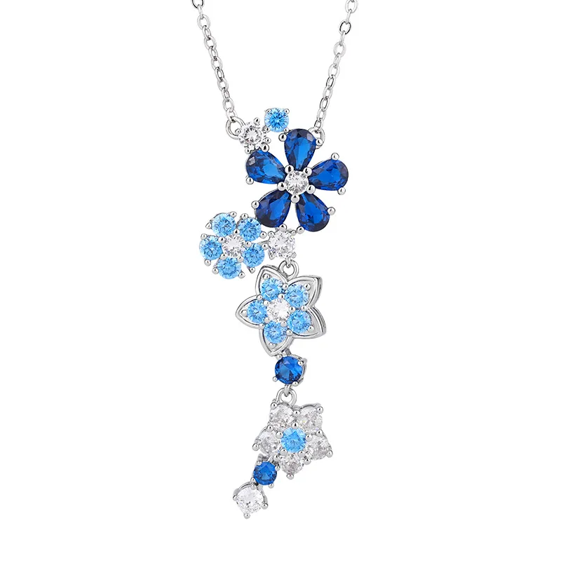 Autumn Winter New Clavicle Chain Colorful Flower Tassel Necklace Gemstone High-end Light Luxury Women's Wholesale
