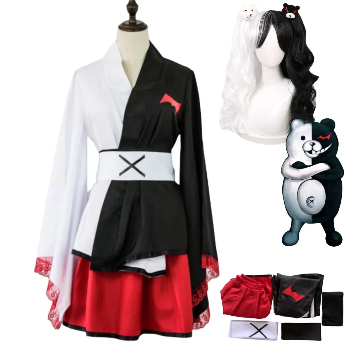 Game Danganronpa Another Episode: Ultra Despair Monokuma Cosplay Costume Wig Female Sexy Kimono Skirt Woman Kawaii Party Suit