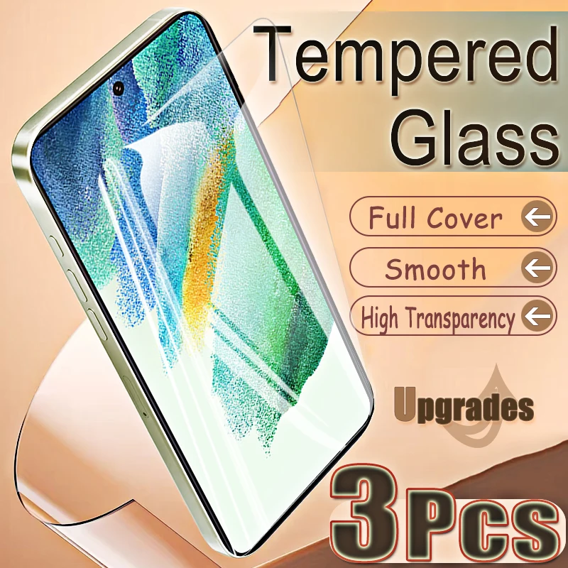 Upgrade 3PCS Fingerprint-Unlock Protect 9H Tempered Glass For Samsung Galaxy S21 FE S 21 5G Anti Explosion Screen Protector Film