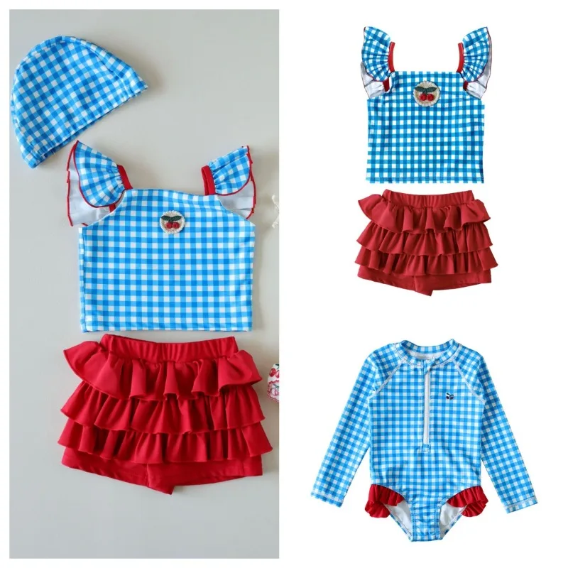 Summer Girls Swimwears One Piece Cute Cherry Cake Girls Two Piece Swimsuit Baby Kids Beach Swimwear Bikini Girl Swimsuits