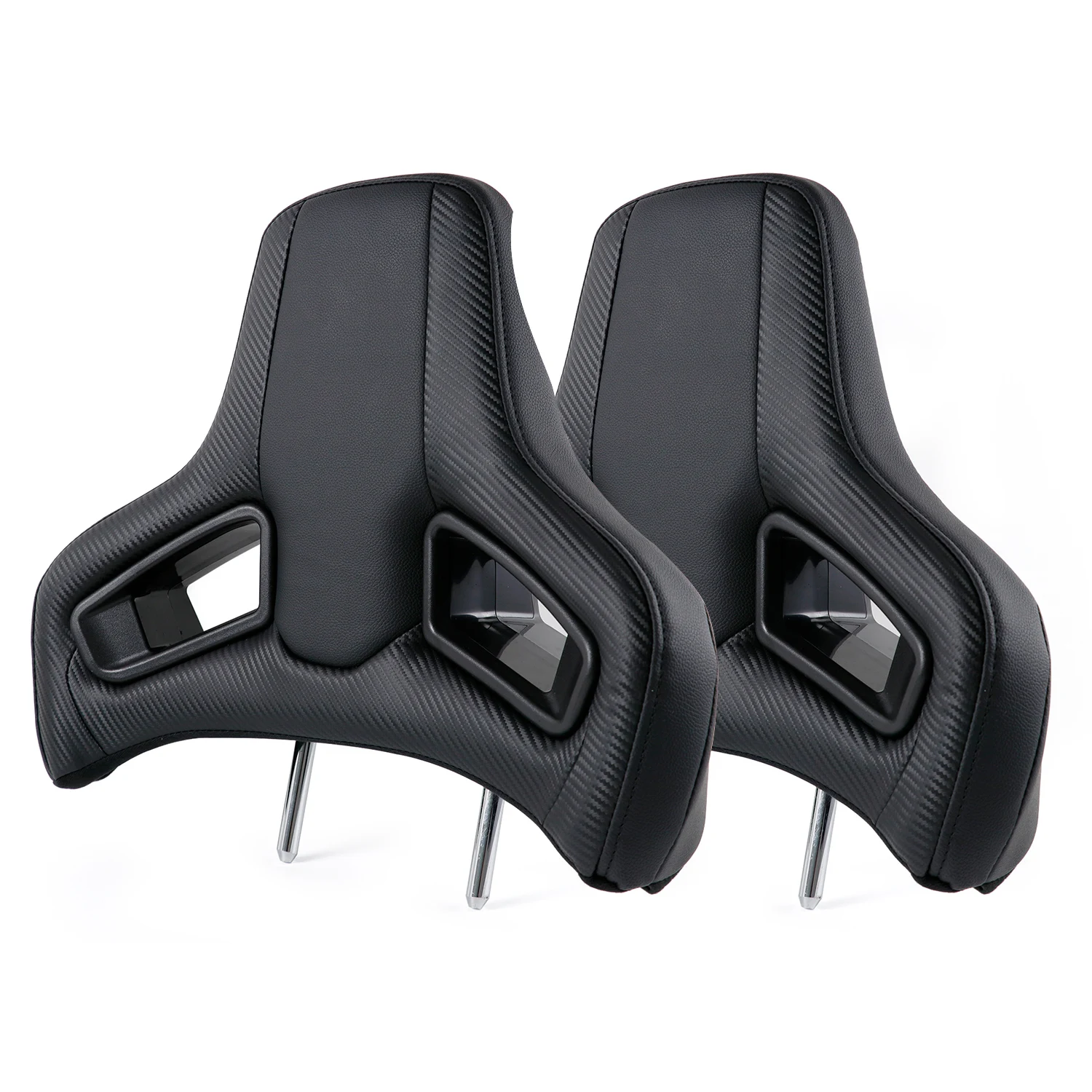 2PCS Car Sport Headrest Comfort PVC Leather Plug&Play Neck Pillow Racing Seat Head rest