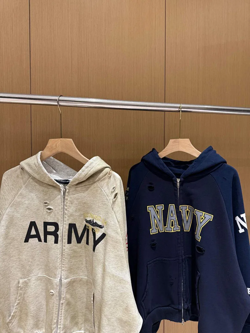 Heavyweight Double Layer Spliced Vintage Distressed Zip Up Hoodie Men Women Grunge Destroyed Oversized Streetwear Jacket Coat
