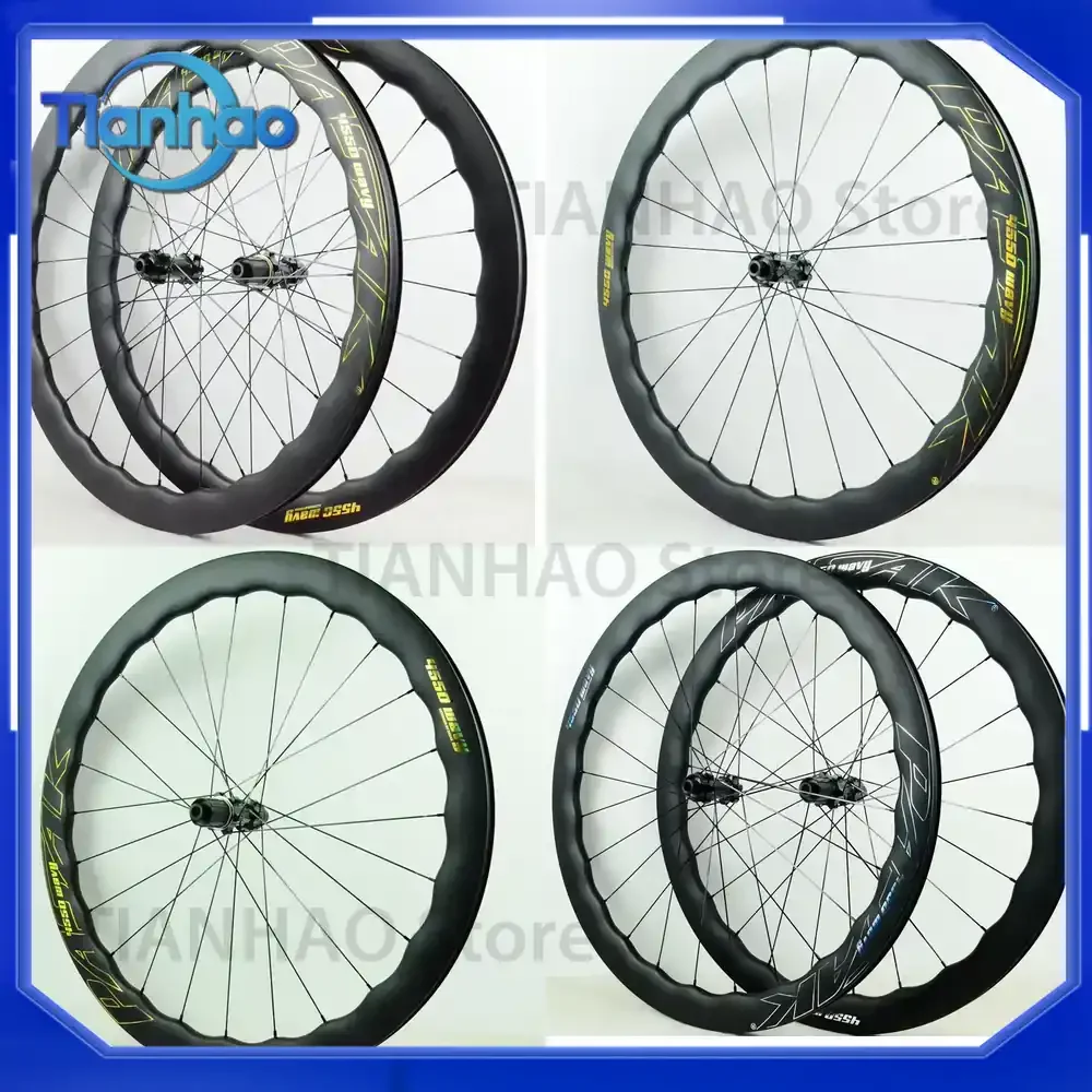 Carbon Fiber Gravel Wheelset for 700C Bikes with Dual Disc Brakes Wave Rim DT Star Ratchet 54T Straight Pull Aerodynamic