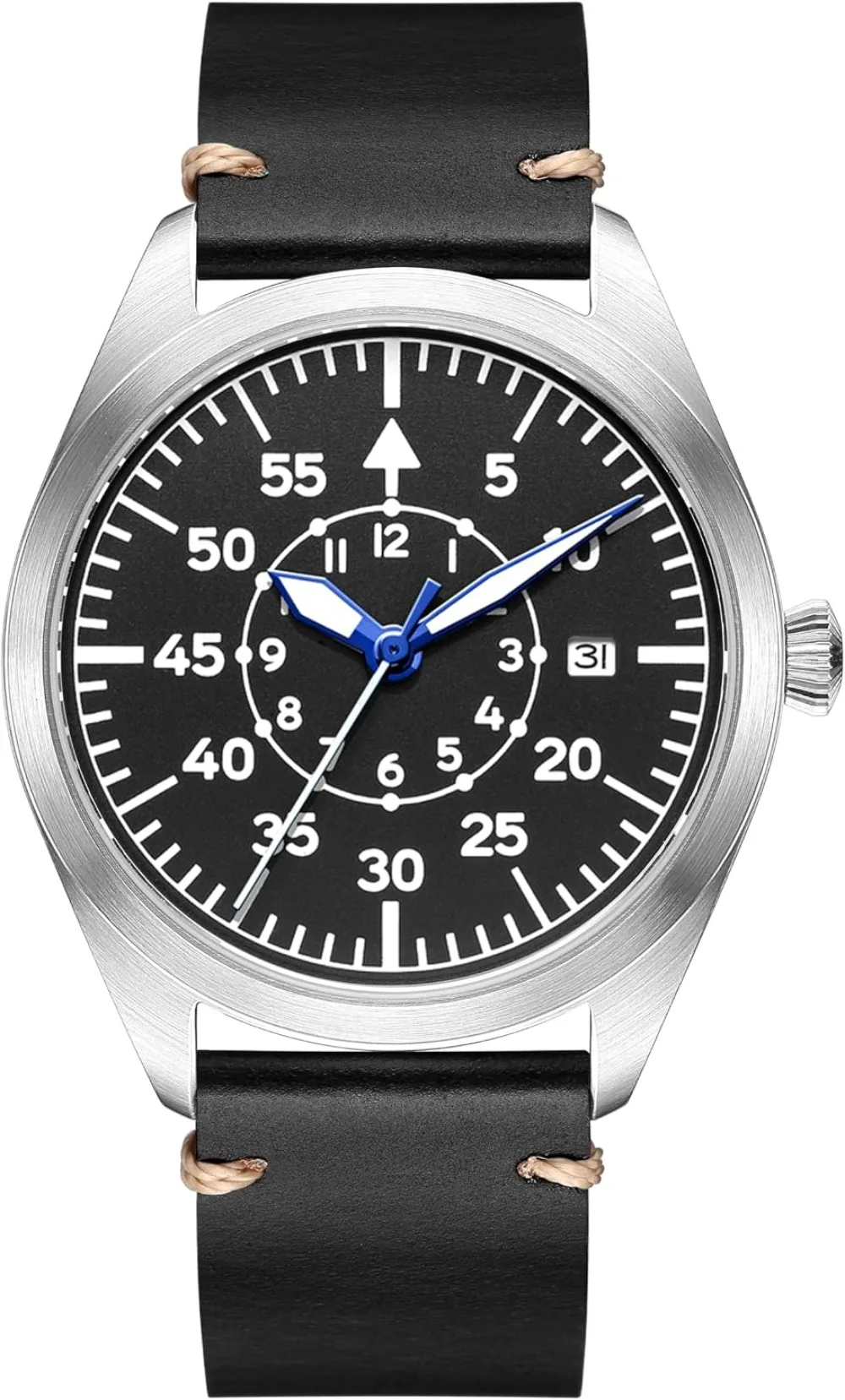 Men's Pilot Watch Aviator Wrist Watch Japan Automatic Movement Retro Mechanical Stainless Steel Luminous Waterproof