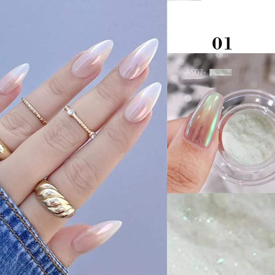 مسحوق أظافر فضي لامع من الشفق القطبي ، مسحوق أظافر ضوء القمر ، طلاء جل ، فرك اللؤلؤ ، إكسسوارات تزيين الأظافر ،