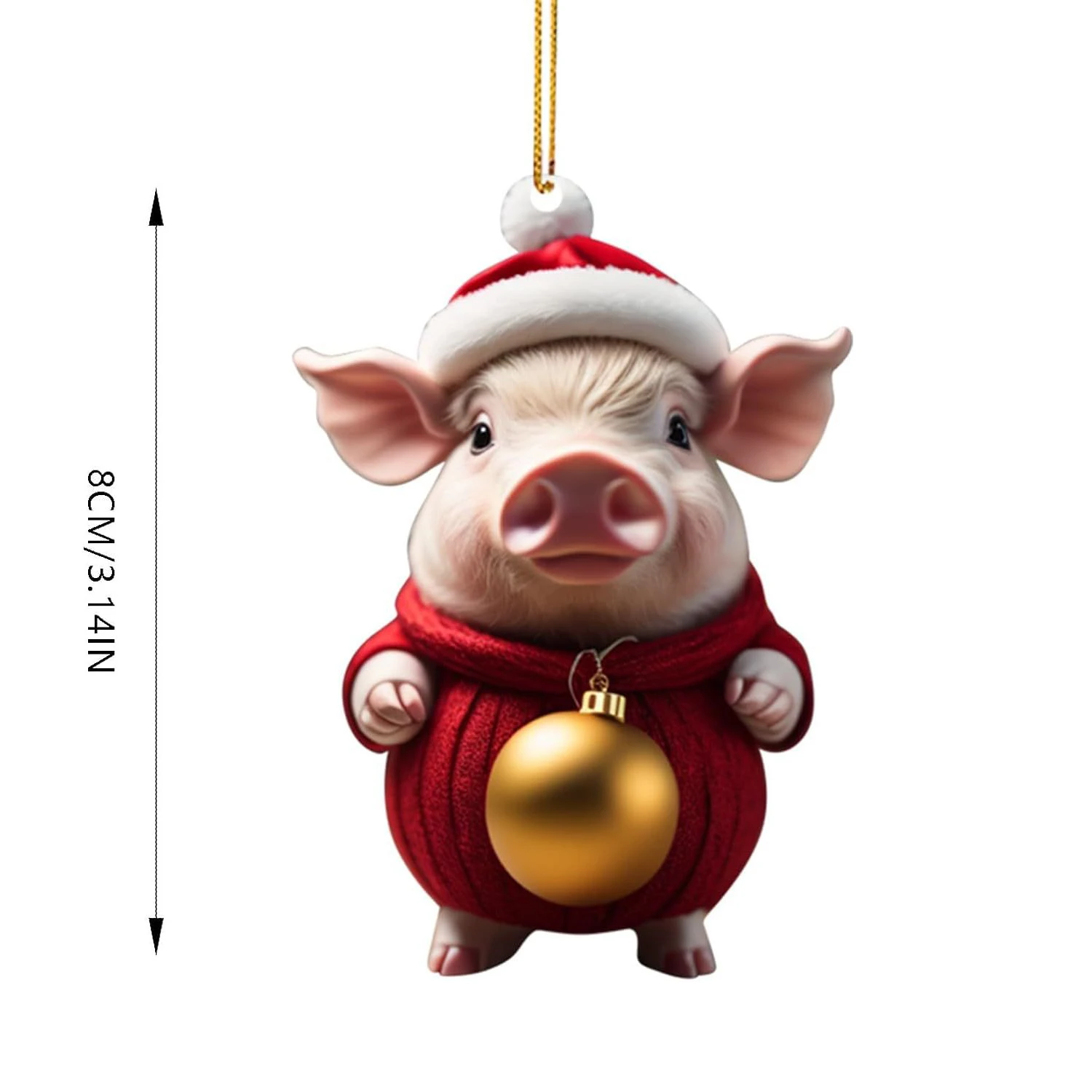 2D Cartoon Christmas Piggy with Xmas Balls Hanging Ornament Pendants Christmas Decorations For Home 2024 Natal Navidad Kids Gift