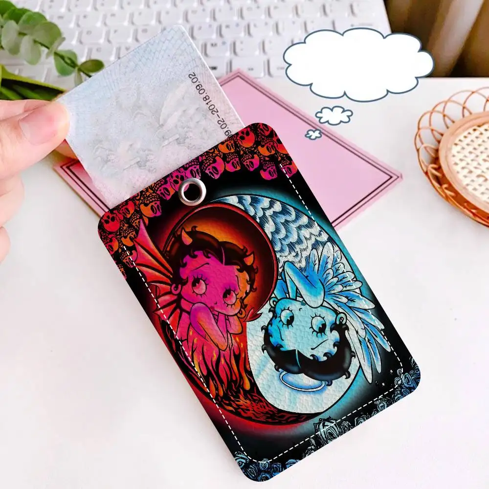 B-Betty Doll B-Boop Girl حامل بطاقة مطبوعة شخصية مناسبة لحامل الفتيات حافظة بطاقات الباب النساء شارة حامل المفاتيح